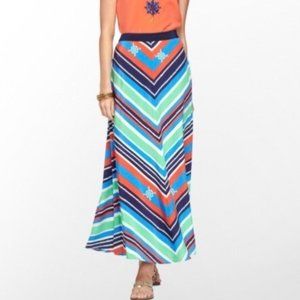 Lilly Pulitzer Kelli-Lyn Overboard Stripe Silk Maxi Skirt Nautical size 2